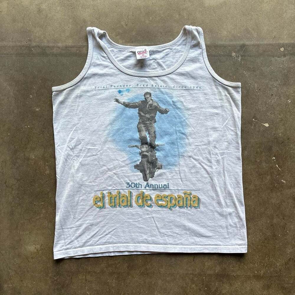Vintage Anvil El Trial De España 30th Annual Motorcycle Tank Top M
